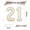 Biapian 40 Inch Cream Number 21 Balloon, 21st Birthday Balloons, Big Digital 21 or 12 Beige White Giant 21 Foil Balloon Helium for 12th 21st Birthday Decorations Anniversary Baby Shower Party Supplies