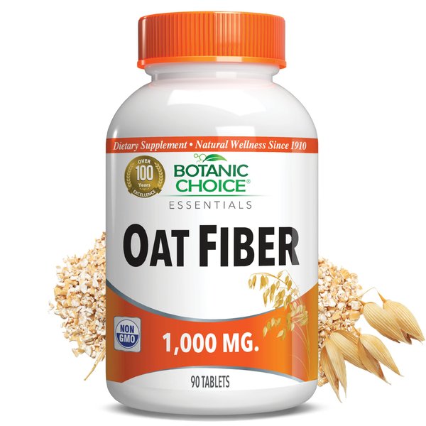 Botanic Choice Oat Fiber - Natural Dietary Supplement for Digestive Health - Women and Men - 90 Tablets (1000mg)