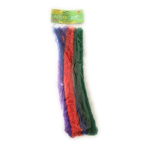 Jumbo Chenille Stems Pipe Cleaners Red Blue Green Purple for Craft Creative Handmade DIY Art Craft, Ornaments 4 Total