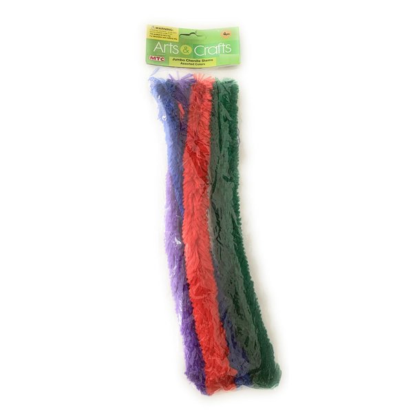 Jumbo Chenille Stems Pipe Cleaners Red Blue Green Purple for Craft Creative Handmade DIY Art Craft, Ornaments 4 Total