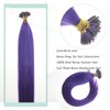 Nano Ring Hair Extensions Human Hair Keratin Cold Fusion Nano Tip Micro Nano Beads Link Thick Hair Balayage Highlight Ombre Real Remy Hair 1g/s (16inch50gr50s, Purple)