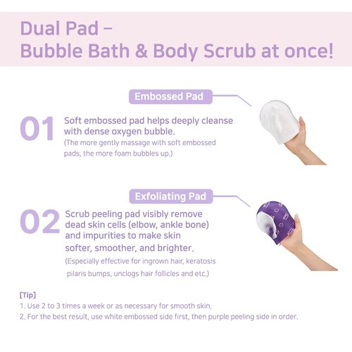 Toi:L Gentle Touch Bubble Peeling Body Pad(5pads), Body Scrub, Exfoliating Mitt for Body, Exfoliating gloves, washcloth, body loofah, 5-berry complex, dense bubble bath, bath shower, kp bump eraser