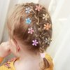 Paderison 16Pcs Flower Hair Clips Small Hair Clips for Girls 8 Mini Flower Hair Claw Clips with Crystal Tiny 8 Cute Metal Duckbill Clips Colorul Sweet Bang Hair Barrettes Hair Accessories for Women