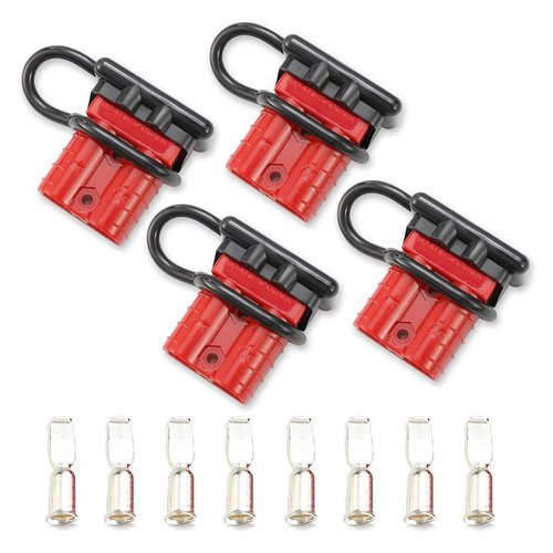BUNKER INDUST 50A 6-10 Gauge Battery Quick Connect Disconnect Wire Harness Plug Kit 4 Pcs Battery Cable Quick Connect Disconnect Plug for Winch Auto Car Trailer Driver Electrical Devices,Red