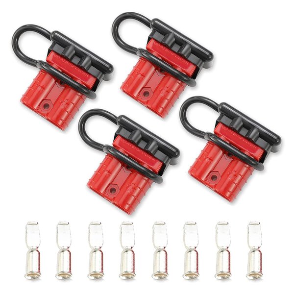 BUNKER INDUST 50A 6-10 Gauge Battery Quick Connect Disconnect Wire Harness Plug Kit 4 Pcs Battery Cable Quick Connect Disconnect Plug for Winch Auto Car Trailer Driver Electrical Devices,Red