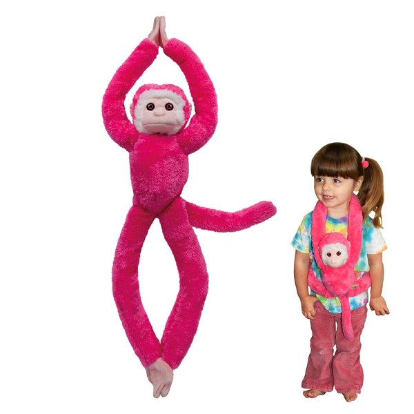 EcoBuddiez Tree Huggers - Pink Squirrel Monkey from Deluxebase. Hanging Stuffed Animals Made from Recycled Plastic Bottles. Eco-Friendly Cuddly Plush Toy and Perfect Cuddly Gift for Kids