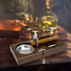 OYHBO Wooden Cigar Ashtray Set with Cigar Cutter and Punch - Foldable Travel Compact Cigar Holder Ashtray Collection Gift