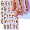8 Sheets Fall Nail Art Stickers 3D Autumn Thanksgiving Nail Decals Turkey Pumpkins Squirrel Thanksgiving Nail Design Supplies Self-Adhesive Gold Maple Leaf Nail Stickers for Women DIY Holiday Manicure