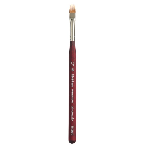 Princeton Velvetouch, Series 3950, Paint Brush for Acrylic, Oil and Watercolor, Mini- Filbert Grainer, 1/4 Inch