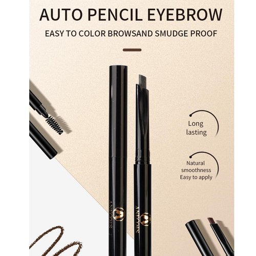 Anecoes Automatic Double Ended Eyebrow Pencil, Waterproof Natural Makeup, Long-lasting Easy Wearing Eyebrow Pen With Eyebrow Brush (black)