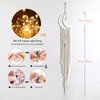 Dremisland Macrame Woven Wall Hanging Moon Dream Catcher with Natural Crystal Stone- Boho Chic Bohemian Home Decor Wall Art Decor with String Lights - Beautiful Apartment Dorm Room Door Decoration