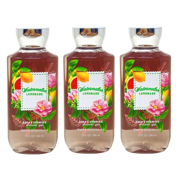 Bath and Body Work WATERMELON LEMONADE Set of 3 Shea & Vitamin E Shower Gels - 10 fl oz / 295 mL each