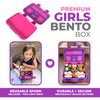 kinsho Bento Lunch Box for Kids Toddlers Girls, 5 Portion Sections Secure Lid, Microwave Safe BPA Free Removable Tray, Pre-School Kid Daycare Lunches Snack Container Ages 3 to 5, Pink Purple