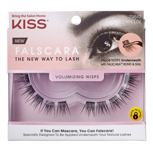 KISS False Eyelash Falscara Eyelash Wisps Volumizing - 2 Pieces, Feather Light Fibers, No Clumps, Smudges, Strips Or Damage, Cruelty Free, Black, Individual