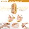 2 Pieces Natural Wooden Bristle Nail Brushes for Cleaning Fingernail and Toenail Non-Slip Two-Sided Grip Hand Foot Nail Brush Set Manicure Pedicure Scrubber Supply Men Women Girls