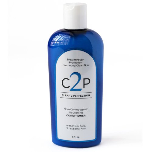 Non-Comedogenic Hair Conditioner for Blemish Free Skin by Clear 2 Perfection with Fresh Cells Strawberry and Kiwi Suspensions. Hair Conditioner for Acne. Made in USA