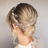 BEAYFILY Bridal Wedding Hair Vine,Extra Long Pearl and Crystal Beads Bride Head Piece,Silver Hair Accessories for Women and Girls (Silver)