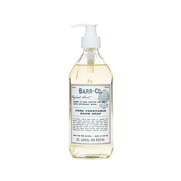 BARR-CO. Original Scent Hand Soap, Tranquil Milky Scent with Oat, Vanilla & Vetiver, Natural Liquid Soap for Bathroom & Kitchen, Vegan Formula, 16 fl oz