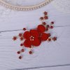 Teyglen Red Flower Wedding Hair Clip Pin Rhinestone Bridal Hair Clip Handmade Red Crystal Pearl Hair Barrette Wedding Headpeice Hair Accessories for Women