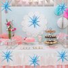 6 Pcs Light Blue Star Foil Balloons One-Piece 14-Pointed Star Balloons 4D Starburst Cone Mylar Balloons 22inch Christmas Birthday Wedding Wedding Anniversary Party Supplies(Light Blue)