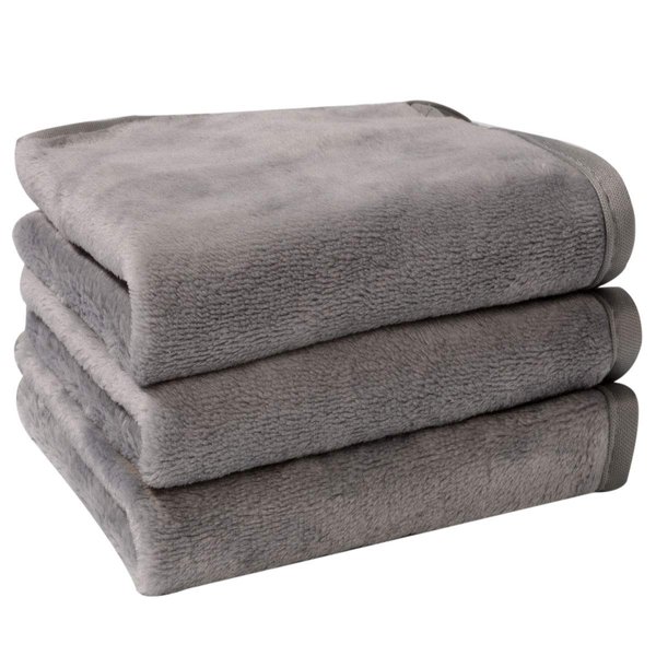 Lifaith Microfiber Makeup Removal Cloths Ultra Soft Facial Cloths, Pack Of 3, 12 x 12-Inch Gray