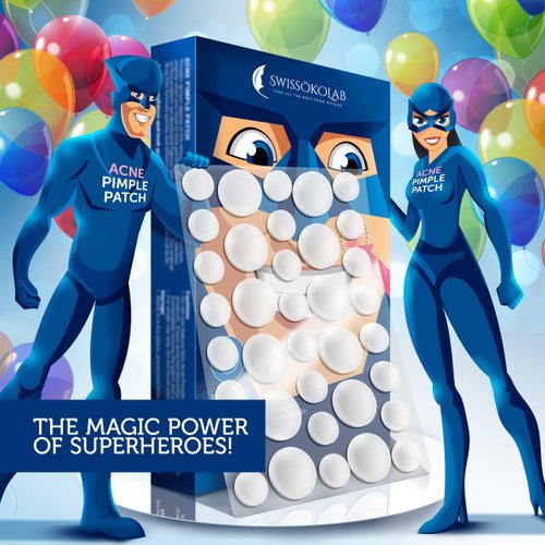 SWISSÖKOLAB Acne Patch Pimple Patch Hydrocolloid Acne Stickers Absorbing Spot Dot Acne Cover 144 Acne Dots Pimple Sticker Acne Pimple Master Patch Blemish Patches