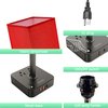cozoo USB Bedside Table Desk Lamp with 2 USB Charging Ports and 2 Outlets Power Strip,Dimmable Table Lamp with White Fabric Shade, LED Light for Bedroom/Nightstand (Red)
