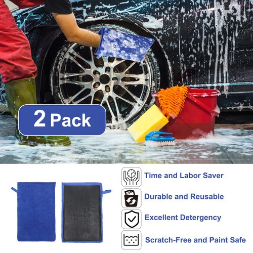 Anglecai Clay Mitt 2 Pack, Clay Bar Mitt for Car Detailing Fine Grade Clay Towel Mitt Reusable Car Wash Glove Mitt for Car Detailing and Polishing