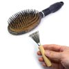 BLUPLE 2 Pieces Hair Brush Cleaner Tool Comb Cleaner Hair Brush Cleaner Comb Brushes Mini Hair Dirt Remover Brush Cleaning Tools with Metal Wire Rake Wooden Handlefor Home Salon