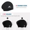 Womens Silicone Swim Cap for Long Hair,3D Ergonomic Design Silicone Swimming Caps for Women Kids Men Adults Boys Girls with Ear Plug and Nose Clip(Black/M)
