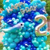 Ocean Under the Sea Balloon Garland, Blue Shark Balloon Arch Kit, Light Aqua Blue Latex Helium Balloons Metalic Blue Dolphin Shark Balloons for Shark Ocean Baby Shower Birthday Party Decorations