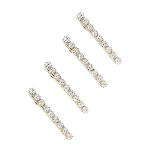 Ettika Gold Tone Plated Hair Clips for Women | Hair Accessory | Brittany Rainbow Crystal Clip Set of 4 in Gold Tone