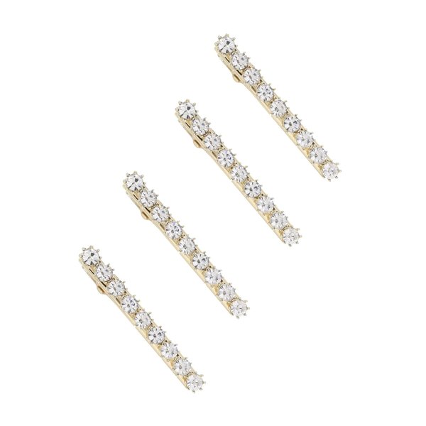 Ettika Gold Tone Plated Hair Clips for Women | Hair Accessory | Brittany Rainbow Crystal Clip Set of 4 in Gold Tone