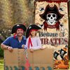 Avezano Beware of Pirates Banner Pirate Party Decorations Jewelry Map Pirates Door Cover Pirate Birthday Party Decorations for Indoor Outdoor