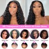 Adronitie 13x6 Deep Wave Lace Front Wigs Human Hair HD Lace Front Wigs for Black Women Curly Glueless Wig Human Hair Wigs Pre Plucked with Baby Hair Natural Hairline 150% Density 24Inch