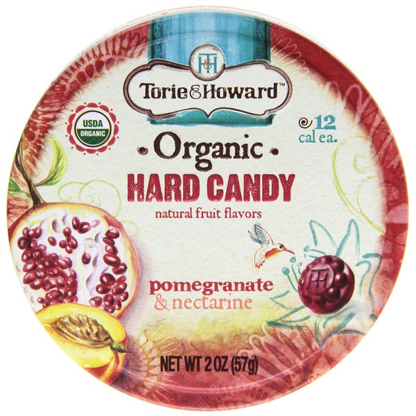Torie & Howard Natural Fruits Organic Hard Candy, Pomegranate and Nectarine, 2 Ounce