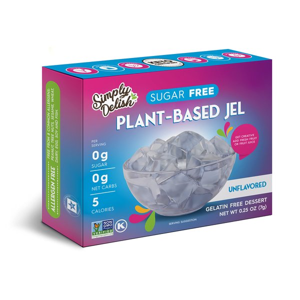 Simply Delish Plant Based Natural Unflavored Jel Dessert – 6 Pack – Zero Sugar, 0g Net Carbs, Gluten Free, Vegan, Diabetic & Allergen Free