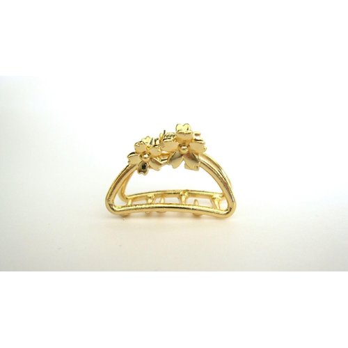 Generic Tiny small gold tone flower metal hair claw clip