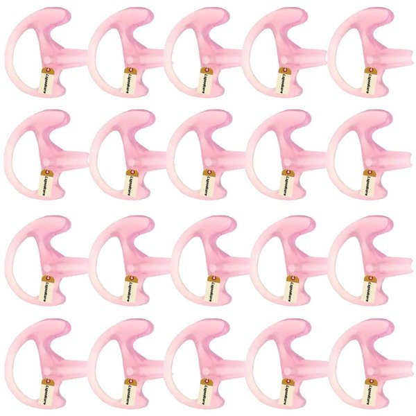 Lsgoodcare 20Pcs Replacement Earmold Earbud Right Ear Piece Compatible for Motorola Kenwood Midland Two Way Radio Acoustic Coil Tube Earpiece - Silicone Walkie Talkie Earmould Ear Buds Pink Small