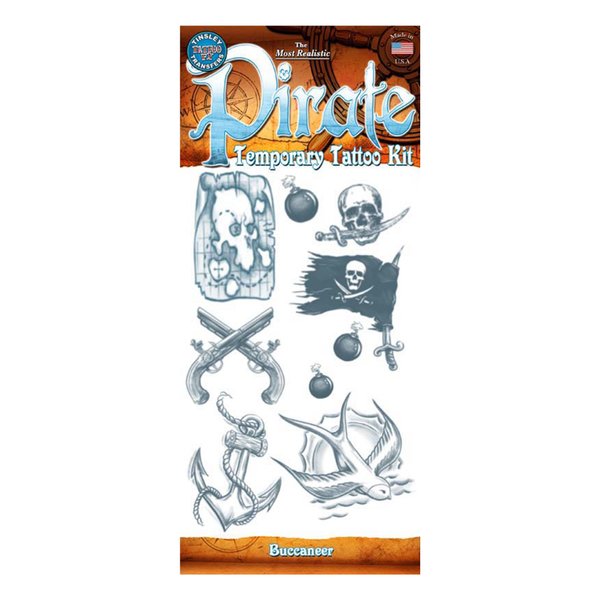Tinsley Transfers Pirate Buccaneer Temporary Tattoo Kit, Standard