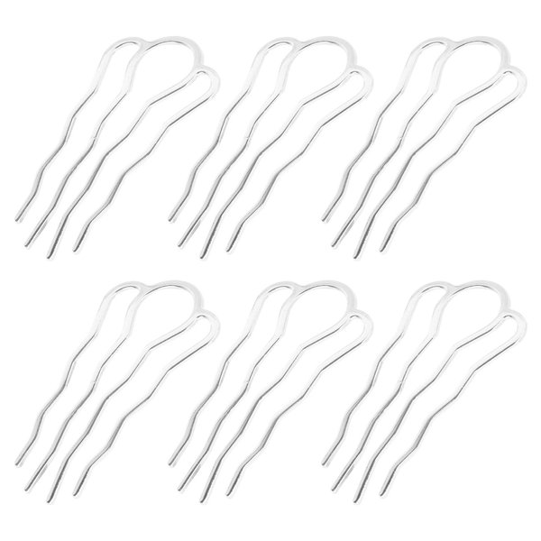 LALAFINA 6Pcs Hair Side Combs Metal Hair Comb Clips U-Shape Hair Combs for Vintage Hairstyle French Twist Comb for Women, Silver