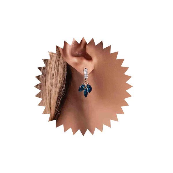 Aneneiceera Boho Sapphire Tassel Earrings Blue Crystal Heart Earrings Gold Cz Bar Stud Earrings Blue Cz Heart Drop Earrings Blue Rhinestone Earrings Jewelry for Women and Girls