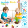 Doloowee 50 PCS Magnetic Blocks, Magnetic Building Toys Translucent Magnetic Building Blocks for Kids Ages 3-8, STEM Preschool Toys Montessori Sensory Magnet Toys for 3 4 5 6 Years Old Boys Girls
