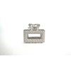 Generic Tiny small textured silver tone rectangle metal hair claw clip