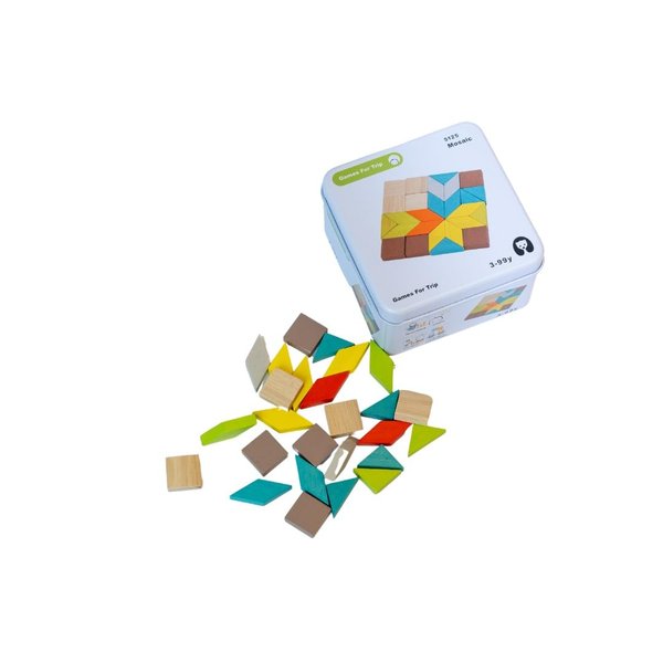 Mosaic Educational Wooden Puzzle, Birthday Gift, Travel Game for Kids, Educational Toy for Boys and Girls 3+ Years Old
