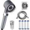 Ion Drops Shower Head with 4 Replacement Cartridges & Stainless Steel Hose, Reusable, Iondrops Filtered Showerhead with Handheld for Hard Water