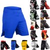 ROAR MMA Fight Shorts Grappling Muay Thai BJJ Training Jiu Jitsu No Gi Wear (Medium, Simple-Blue)
