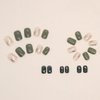 WAFOLOZE Press On Nails Short，Acrylic Nails Press on ，Short Square Press on Nails Fake Nails Glossy Green False Nails with Leopard Print Gold Foil Press ons Designs Stick on Nails for Women 24Pcs