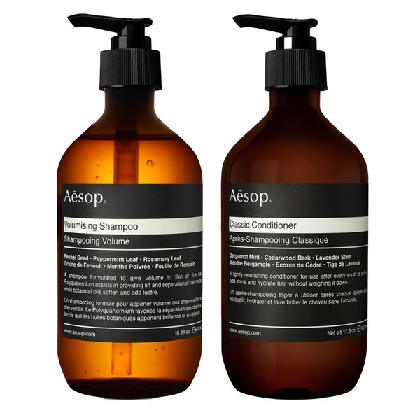 Aesop Volumizing Shampoo and Classic Conditioner Set | Cleanses Hair and Scalp for Soft, Shiny, Fragrant Hair | Paraben-Free + Cruelty-Free | Set of 2 (16.9 oz + 17.5 oz)