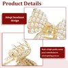 2Pcs Butterfly Pearl Hair Claw Clip Sweet Metal Bowknot Hair Claw Barrettes Small Fancy Non-Slip Bow Claw Clip Hair Accessories for Women Girls Thick Thin Short Curl Wedding Birthday Styling